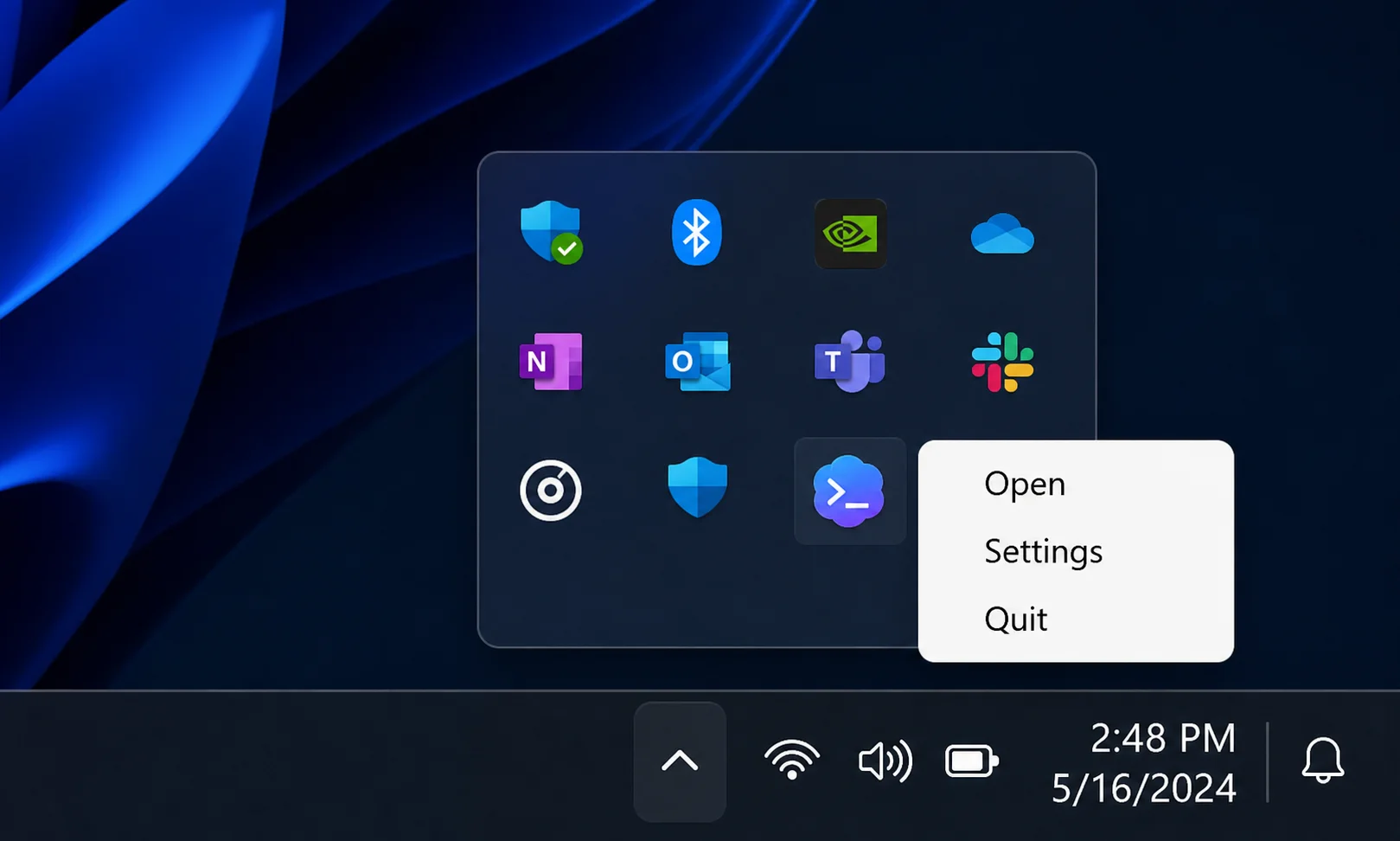 Windows 右下角托盘右键 Codex 图标选择退出